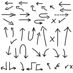 Obraz premium Set of rough hand drawn, handmade elements arrows, waypoints isolated on white background EPS Vector