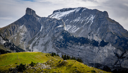 Wonderful panoramic view over the Swiss Alps - view from Schynige Platte Mountain - travel photography