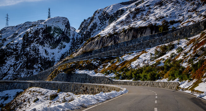 Famous Grimselpass road in the Swiss Alps - travel photography