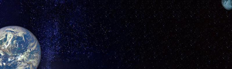 night starry sky earth and moon banner. elements of this image are provided by NASA