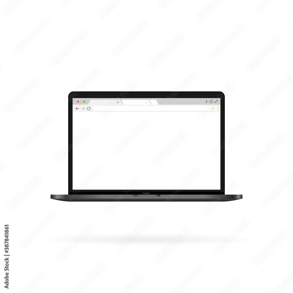 Poster open laptop and internet browser window on a screen. web page. vector on isolated white background. 