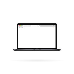 Open laptop and internet browser window on a screen. Web page. Vector on isolated white background. EPS 10