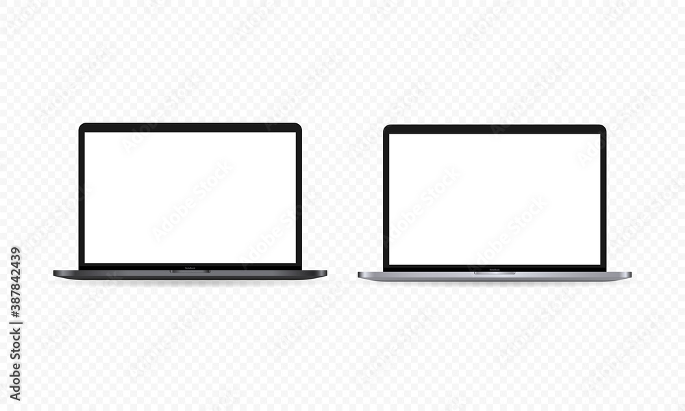 Aufkleber realistic laptop monitor icon. notebook display. white blank screen. dark and light theme. vector on