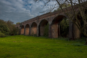 A view down the side of the Hockley viaduct at Winchester, UK in Autumn