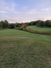 golf course at sunset