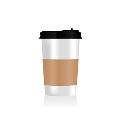 Paper coffee cup realistic 3d mockup design isolated on white background