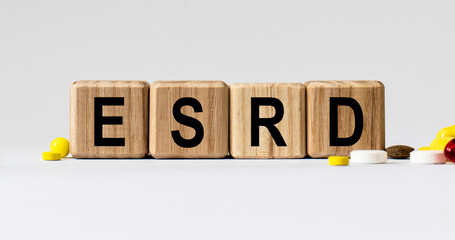 cubes with the word ESRD on them. Care concept.