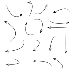 Set of rough hand drawn, handmade elements arrows, waypoints isolated on white background EPS Vector