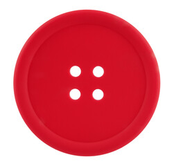Fototapeta premium Classic round red button with four holes isolated on white background