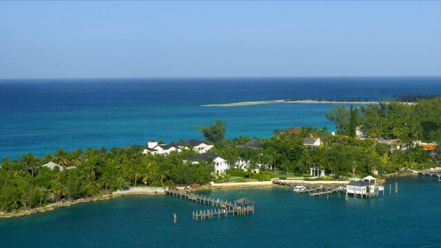 Aerial view on a beautiful paradise island in the Bahamas