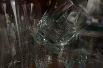 pouring water on a glass on white background clipping path