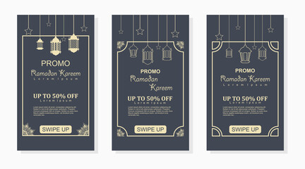 set of banner social media post stories ramadan kareem promotion