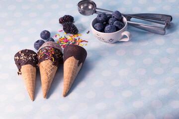ice cream and berries