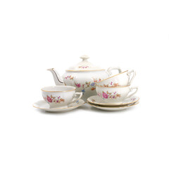 Vintage tea time for every day in porcelain teacup and pot