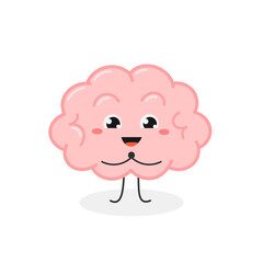 Cute kawaii brain with delighted facial expression