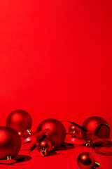 christmas background with hard lighting on red background