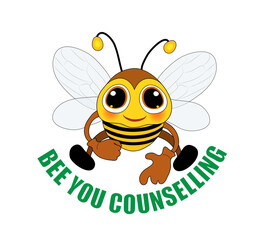 Bee you counselling Biene,
Reklame Schild, 
Vektor Illustration isoliert auf weißem Hintergrund
