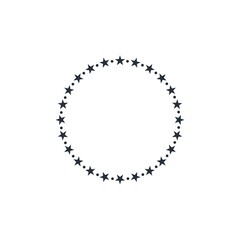 Stars and dots, empty frame. Vector isolated on white background.