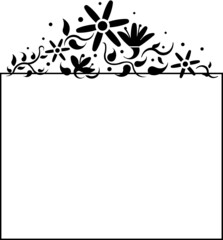 Decorative Floral Frame with Blank Card Space in Black and White