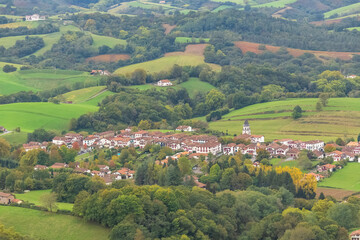 Fototapeta na wymiar Aerial view of the village of Ainhoa