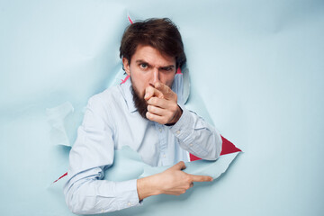 Cheerful man in shirt lifestyle cropped view of work office