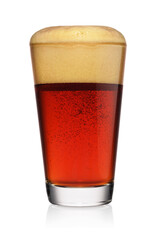 Glass of red dark ale isolated on a white