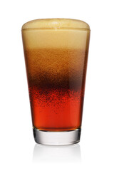 Glass of red dark beer isolated on a white