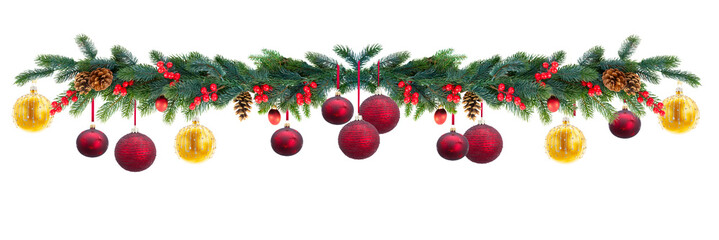 Christmas garland on white