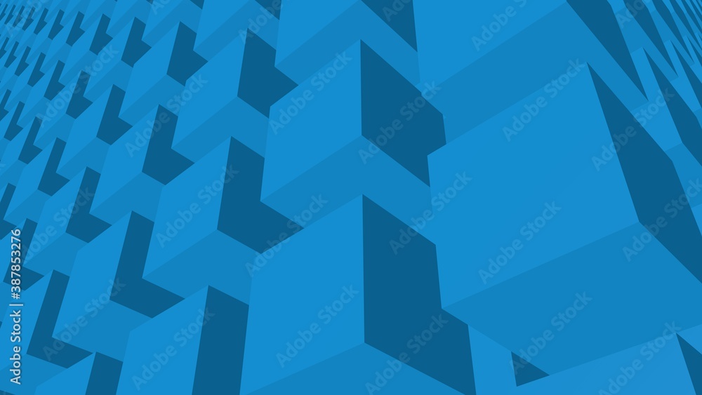 Poster background from blue cubes. 3d rendering. 8k.