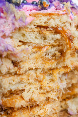 honey cake with a broken piece