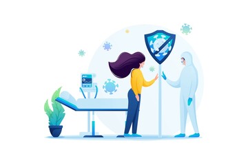 Communication with loved ones during treatment of a viral infection. Flat 2D. Vector illustration web design