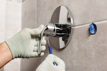 Installing the built-in faucet.
