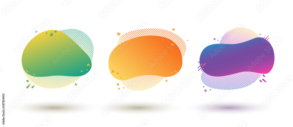 Poster abstract liquid banner with gradient. dynamical geometric forms, shapes. template for design or adve