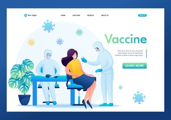 Fototapeta na wymiar Vaccination of patients during an epidemic. Flat 2D. Vector illustration landing page