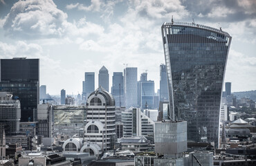 City of London view, business and office area, with skyscrapers, banks and international companies. London UK, 2020