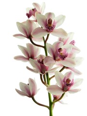 multicolor flowers of cymbiolium orchid close up
