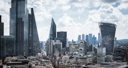 City of London view, business and office area, with skyscrapers, banks and international companies. London UK, 2020