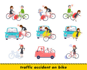 Naklejka premium flat type business women_accident on bike