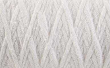 Roll of white rope water filter close up isolated on white background
