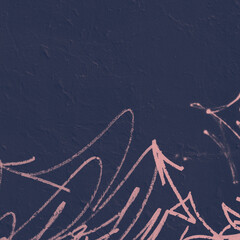 Shabby pink graffiti on navy blue concrete stucco wall background. Backdrop texture of paint or...