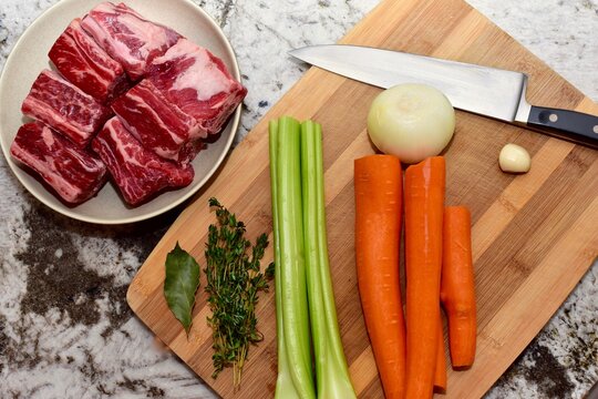 Staple Ingredients For Making Homemade Winter Soups And Stews For Family Meals And Freezing For Quick Dinners