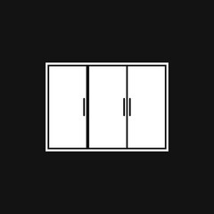 Cupboard, wardrobe, furniture flat line icon. Isolated on black background
