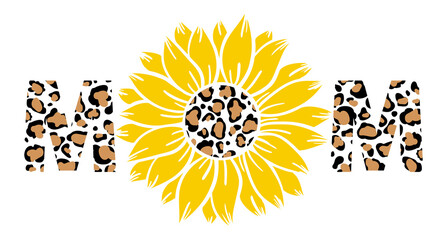 Leopard sunflower mom print vector illustration for chirt - 387858099