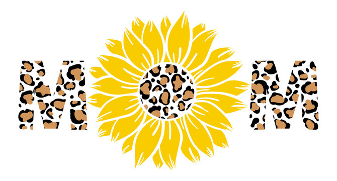 Leopard sunflower mom print vector illustration for chirt