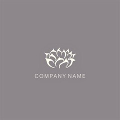 Floral-themed, simple, solid color logo prototype. Vector illustration