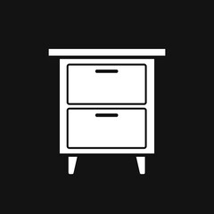 Bedside table icon in flat design. Vector illustration. Isolated on black background