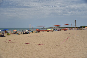 Beach Volleyball Court in Summer Morning