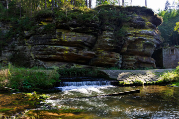 Ruin of Dolsky Mill from 18th century on the River Kamenice in Bohemian Switzerland, Czech Republic