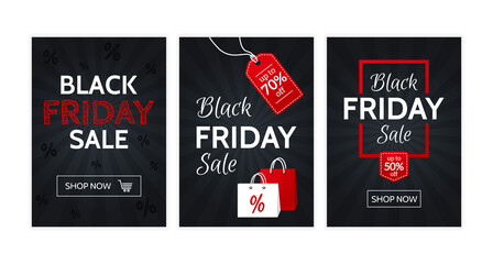 Black Friday sale web banner template on dark background