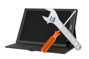 Repair and service of tablet computer, 3D rendering